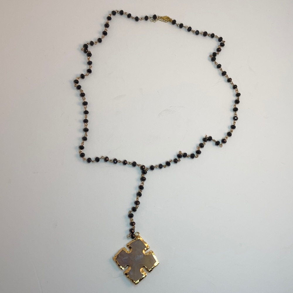 Long Beaded Black Necklace